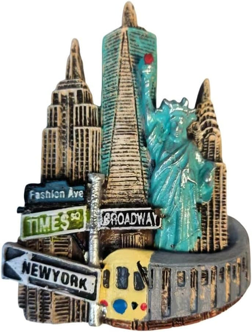 3D New York Skyline Refrigerator Magnet Sticker Tourists Travel Souvenirs, 3D NYC Landmark Broadway Times Square Statue of Liberty for Home & Kitc...