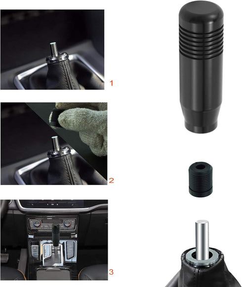 Lunsom Short Weighted Shifter Knob, Aluminum Alloy Shifter Head Lever Shifting Handle Car Gear Stick Knobs with 3 Adapters Fit Most Auto Manual Tr...