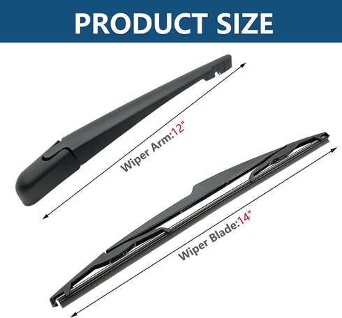 Rear Windshield Wipers Blade Arm Set for Nissan Quest 2005-2009, for Nissan Versa 2007-2012 Back Glass Wiper Arm Blade Replacements All Seasons Fi...