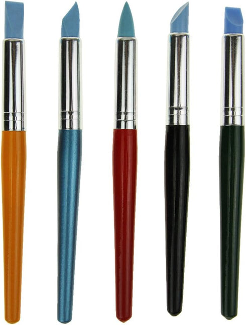 Bao Core Artist Paint Brush Set-5pcs Professional Silicon Brushes Blender for Painting, Masking Fluid,Clay Molding (5pcs Silicon Paintbrush#Blue)...
