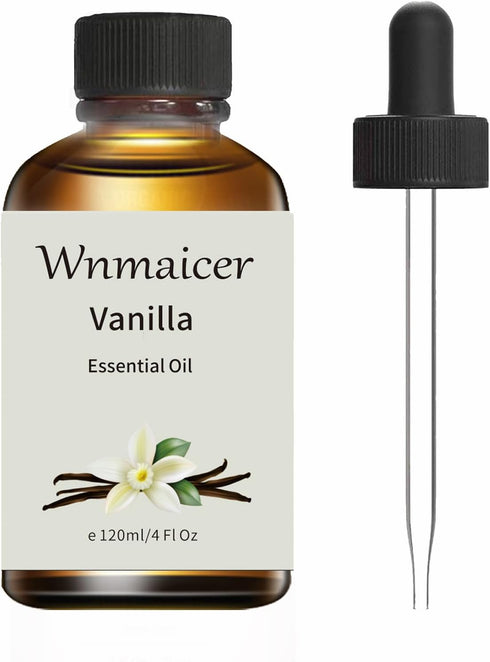 Vanilla Essential Oil 4 Oz - Pure Essential Oils - Vanilla Body Oil for Massage Oil, Skin & Diffuser and Aromatherapy 120 mL...