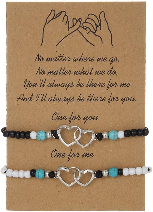 Love Card Couple Ankle Bracelets for Women Handmade Heart Shape Beach Bead Bracelets Anklets Fashion Woven Rice Bead Adjustable Rope Anklet Set fo...