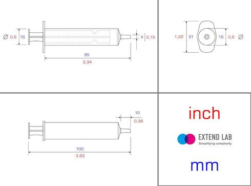 10ml/cc Plastic Syringe - Individually Sealed Measuring Syringe - Ideal for Scientific Labs & Pet Feeding - Luer Slip Tip for Refilling & Measurin...
