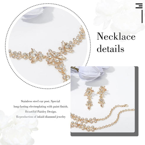 Unicra Bride Necklace Earrings Set Crystal Bridal Wedding Jewelry Sets Rhinestone Choker Necklace Prom Costume Jewelry for Women and Brides...