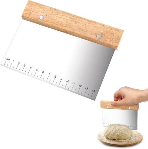 Bench Cutter Scraper, Dough Pastry Bench Scraper and Dough Cutter, Stainless Steel Food Scraper with Grip Handles & Measuring Scale for Baking Kit...