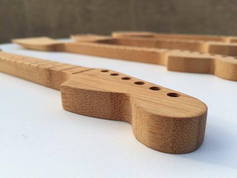 Bamboo Guitar Neck Shaped Kitchen Cooking Utensil Set - Guitar Shaped Musician Gifts - Set of 4: Spoon, Spatulas and Salad Fork...