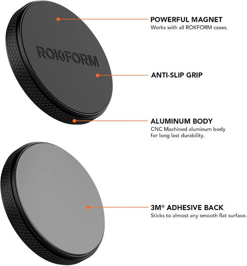 Rokform - Low Pro Magnetic Phone Mount, 1-Inch Phone Magnet for Car, 3M VHB Adhesive Holder Mounts to Almost Any Flat Surface, Compatible with All...
