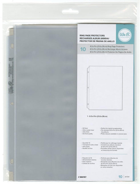 We R Memory Keepers Scrapbooking 8.5x11 Page Protectors, 10 Pack, Non-Glare, Compatible with Standard 8.5x11 3 Ring Albums, Perfect for Scrapbooki...
