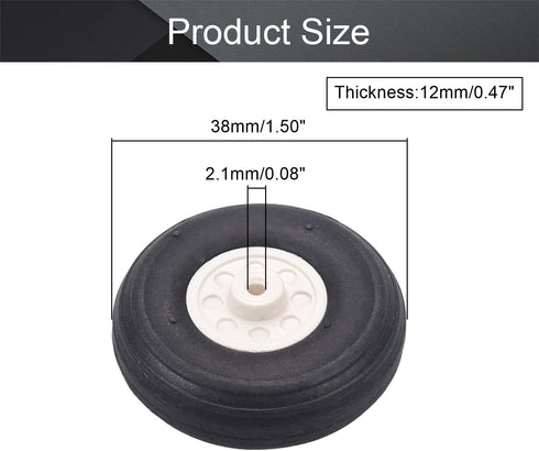 Fielect 1.5 inch RC Model Airplane Super Light Sponge Tire Tail Wheel Tire and Wheel Sets for RC Car Airplane PU Sponge Tire with Plastic Hub...