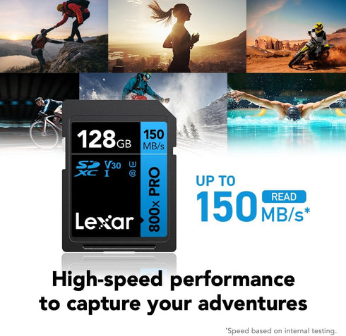 Lexar 128GB High-Performance 800x PRO SDXC UHS-I Memory Card, C10, U3, V30, 4K UHD Video, Up to 150MB/s Read, for Point-and-Shoot & Mid-Range DSLR...
