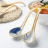 Soup Spoon Set of 4 Japanese and Korean Curved Handle Ceramic Ramen Soup Spoon for Pho Miso Salad Dessert Thai (Style 2)...