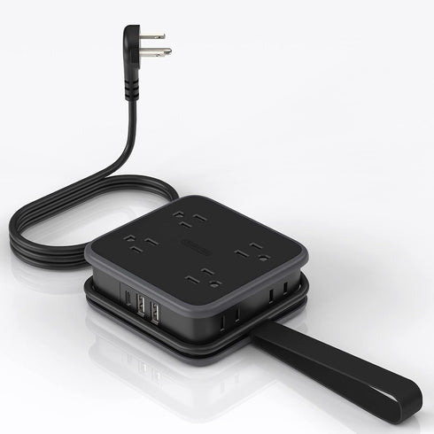NTONPOWER Flat Plug Power Strip - 5 ft Extension Cord with Multiple Outlets, 8 Widely Outlets with 3 USB (1 USB C), 3 Side Outlet Extender, Overlo...