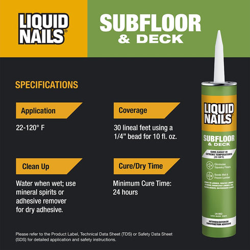 Liquid Nails - LNP902 Subfloor & Deck Construction Adhesive (LN902), Low VOC, 28 oz...