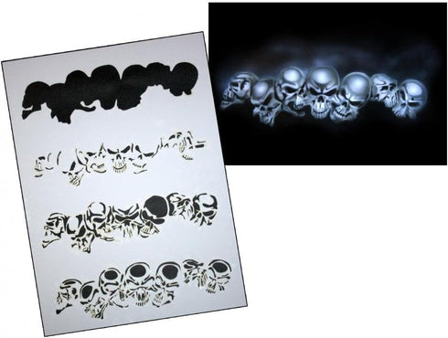 AS-065 skull series Airbrush Stencil Template Step by Step Size M...