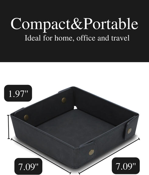 Father's Day Gifts Faux Leather Valet Tray Organizer for Men - Catch-All Tray for Entryway Table Key, Wallet, Watch, Coin Change, Phone, Dresser E...