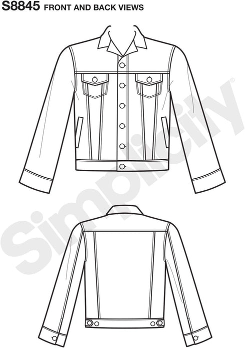 Simplicity Pattern S8845 Unisex Jean Jacket Sewing Pattern Kit by Mimi G Style, Code 8845, Sizes XS-XL...