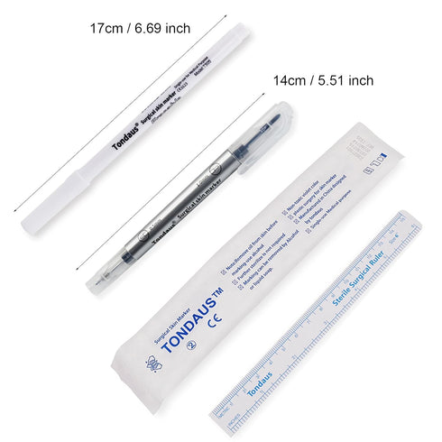 Surgical Skin Marker Professional 10Pcs Sterile Tattoo Stencil Tip Markers Pen Scribes with Paper Ruler Individually Wrapped White Violet for Micr...