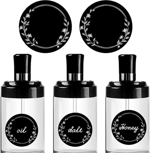 1.5 Inch Round Spice Jar Chalkboard Labels with Wreath Design Blackboard Stickers Kitchen Pantry Labels for Canning Bins,Containers,Mason Jars Sea...