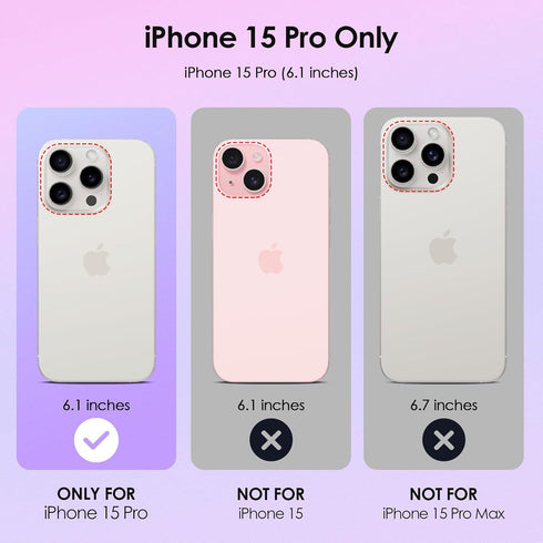 iPhone 15 Pro Case with Glitter Camera Protector + Screen Protector + Bumper iPhone 15 Pro 360 Full Body Protective Case Stylish Shiny Shockproof ...
