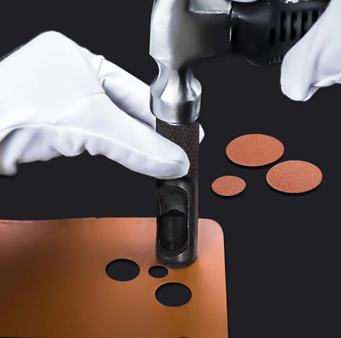 Spurtar Hollow Punch Set (6 pcs) Heavy Duty Round Leather Punch Set Kit Hole Punch Set Punch Cutter Tool for Watch Belt Cloth Leather Gaskets with...