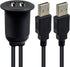 Duttek USB Panel Flush Mount Cable, Dual USB 2.0 Male to Female Extension Cable, USB Mount, Dash Mount, Flush Mount, Panel Mount Cable, for Car, B...