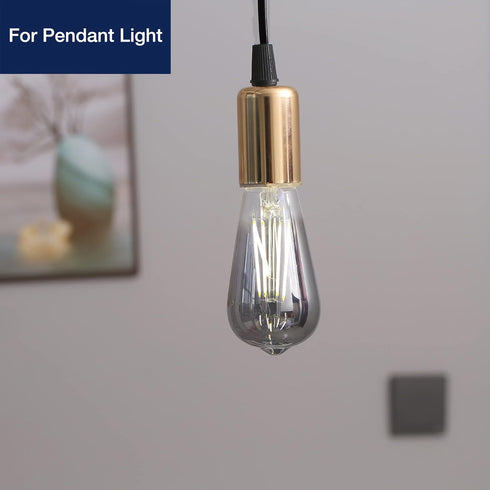 FLSNT LED Edison Bulbs, 5000K White Light Dimmable ST19 LED Light Bulbs, E26 Base,4W(40W Equivalent), CRI82+, 150LM, 6 Pack, Smoky Grey Glass...