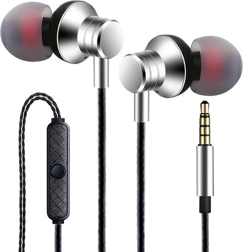 Wired Earbuds Headphones with Microphone Stereo Bass Earphones Noise Isolation in-Ear Headset Compatible with All Smartphones Tablets iPod IPad MP...