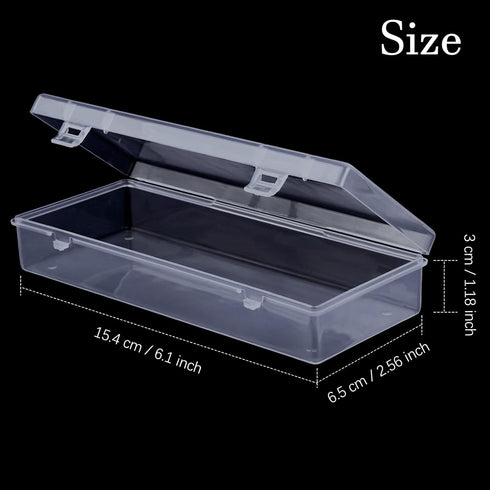 6 Pack Small Plastic Storage Containers with Hinged Lids, Rectangle Clear Plastic Boxes for Beads, Jewelry, Game Pieces and Crafts Items (6.1 x 2....