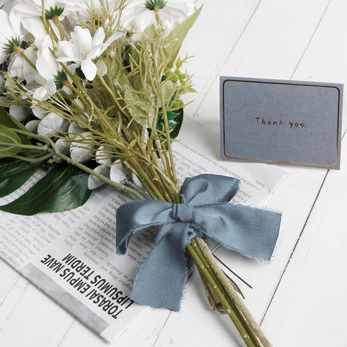 Dusty Blue 1.5 Inch 18 Yards Silk Satin Ribbon Handmade Frayed Ribbons for Gift Wrapping, Crafts, Baby Shower, Wedding Invitations, Flower Bouquet...