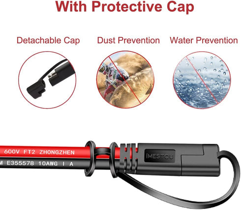 iMESTOU 10AWG SAE to O Ring Terminal Harness 2 Pin Quick Disconnect Plug 1 Feet Eyelet Terminal Harness Extension Charge Cord Quick Disconnect SAE...