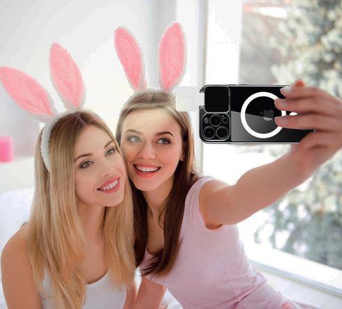 Magnetic Case for iPhone 12 Pro Max Case Clear with LED Selfie Light for iPhone 12 Pro Max Case Compatible TIK Tok/Stream/Makeup/Live/Video- Selfi...