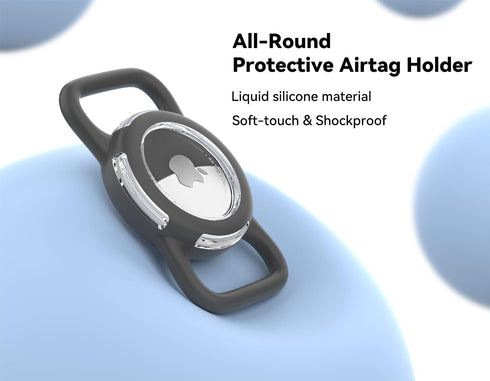 Waterproof Airtag Dog Collar Holder, Silicone & ABS Airtag Holder for Dog & Cat Collars, Ultra-Durable, Lightweight and Protective Airtag Case (Bl...