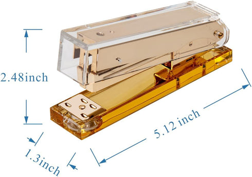 Modern Acrylic Office Supplies Set - Stapler, Tape Dispenser, and Staple Remover - Transparent Acrylic with Gold Hardware - Contemporary Style - I...