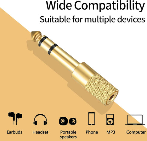 4 Pcs 6.35mm (1/4 inch) Male to 3.5mm (1/8 inch) Female Stereo Headphone Adapters, 3.5mm/1/8'' Female to 6.35mm/1/4'' Male Stereo Audio Adapter Ja...