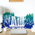 2pcs Waterfall Scenery Stencil Splicing Patterns 22×11inch Large Forest Mountain Landscape Stencil with Paint Brush Natural Scenery 11.8×11.8inch ...