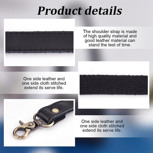 PH PandaHall 2pcs 22 Inch Black Leather Replacement Handles, 20mm Wide Purses Straps Handbags Shoulder Bag Strap with Antique Bronze Swivel Lobste...