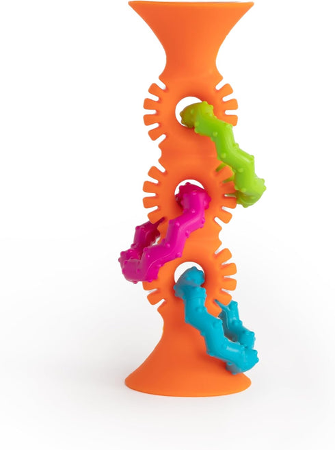 Fat Brain Toys pipSquigz Loops - Orange Silicone Suction Cup Baby Sensory Toy for Babies and Toddlers 6 mos+...
