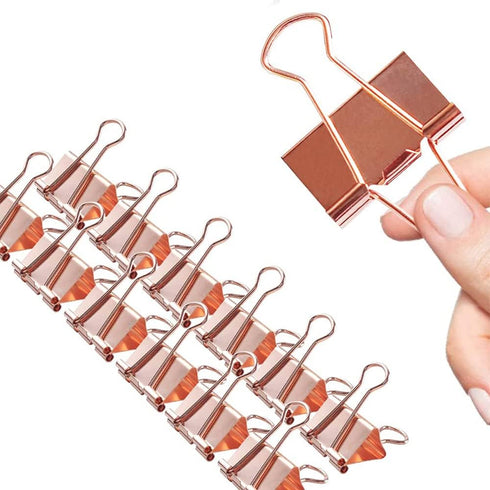 Extra Large Binder Clips, 12 Pack, 2 Inch, Standard 51mm Clamps, Rose Gold, Extra Large Binder Paper Clips, Extra Large Size, Extra Large Paper Cl...