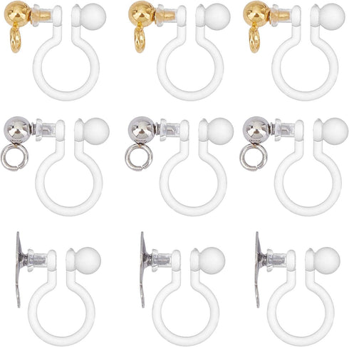 UNICRAFTALE about 30pcs 3 Styles Clip-on Earring Component 304 Stainless Steel Findings Golden & Stainless Steel Color Clip-on Earring with Loop f...