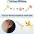 TOAOB 300pcs Earring Posts and Backs Gold Stainless Steel Hypoallergenic 5mm Flat Pad Studs with Clear Rubber and Butterfly Earring Backs for DIY ...