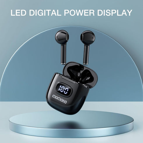 T11 Wireless Earbuds for iPhone Android with LED Power Display for Small Ears, 50H Play Time, Waterproof Earbuds Wireless Bluetooth with Mic (Blac...