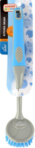 Dairy Blue Kitchen Dish Brush – Pots, Pans and Dishes Scrubber with Long Neck Ergonomic Handle - Color Coded Kitchen Tools by The Kosher Cook...