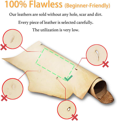 Muse Craft Flawless 12''X24'' 5-6oz Vegetable Tanned Leather Precut| Import A Grade Tooling Leather Hide Full Grain Veg Tan Leather for Tooling, C...