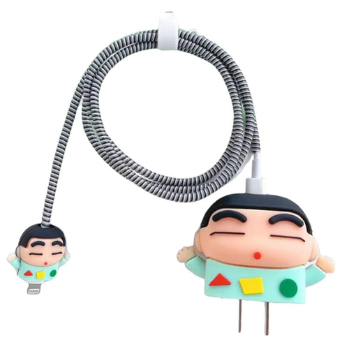 AUGEN iPhone Charger Protector Case, Portable Charger Cover for 20W iPhone USB C Cable, Lightning Cable Cover, Cute Cartoon 3D Design Power Adapte...