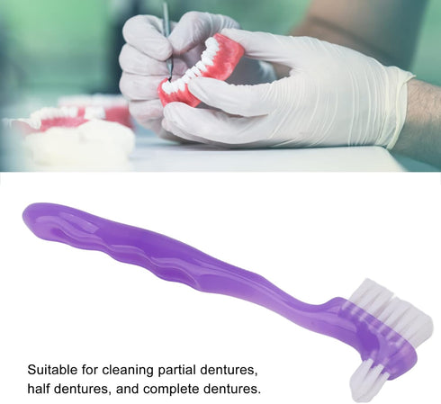 False Teeth Cleaning Brush, Elderly Portable False Teeth Container Denture Brush False Teeth Cleaning Home Travel(Purple)...