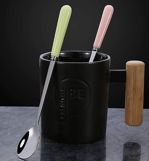 3PCS Mixing Spoons for Coffee, Dessert, Ice Cream, Milkshake, Stainless Steel Iced Teaspoon with Ceramic Handle Tablespoons Espresso Cocktail Stir...