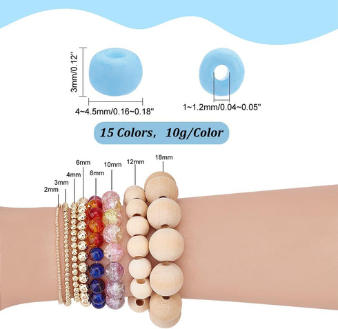 PH PandaHall 1500pcs Candy Color Seed Beads 15 Colors Glass Beads, 6/0 4mm Waist Beads Spacer Beads Tiny Glass Bead Kit for DIY Crafts Supplies Ea...