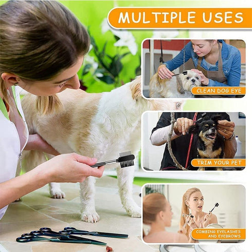 Black Dog Combs Head Brush Cleaning Tear Stain Remover Kitten Puppy Pet Eye Comb Pet Products for Small Cat Dog Double-Sided Comb Brush Pets Groom...