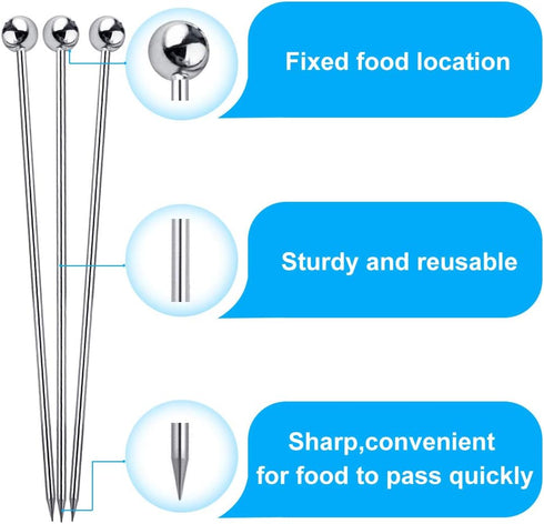 15PCS Cocktail Picks for Drinks, Stainless Steel Cocktail Toothpicks, Reusable Cocktail Skewers, Garnish Picks Bloody Mary Skewers, Metal Martini ...