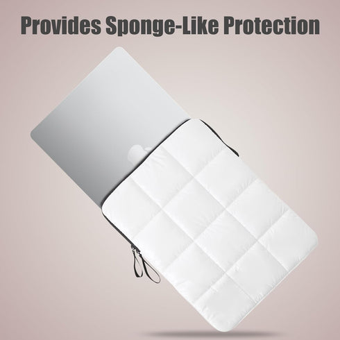 Puffy Laptop Sleeve 15-16 Inch White, Waterproof Carrying Case Bag for Women, Fluffy Computer 15.6 HP Case, Compatible with MacBook Pro 16 Inch, M...